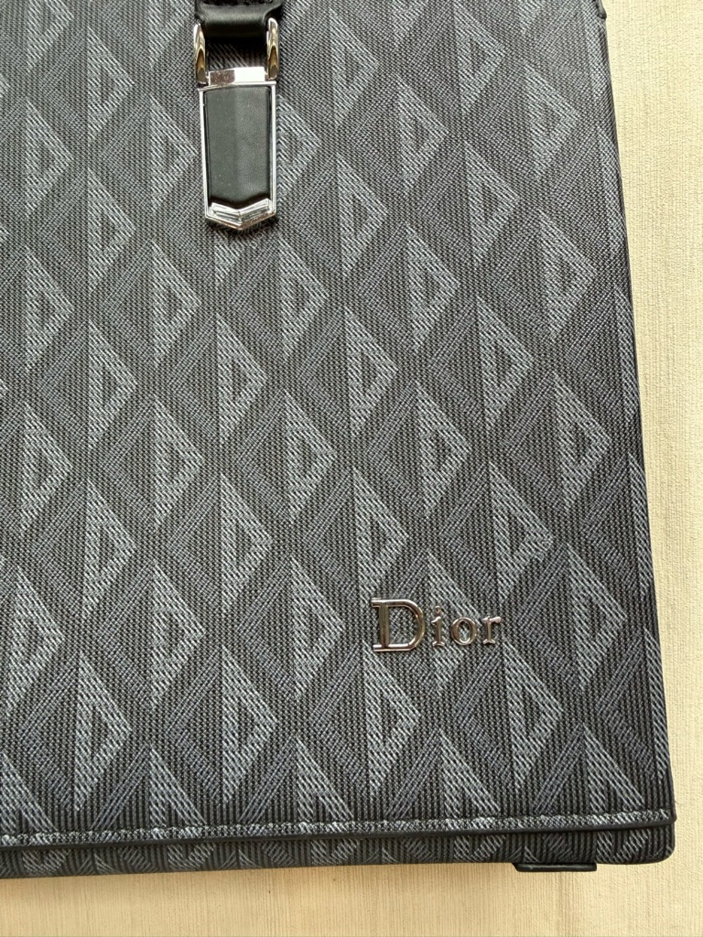 Dior Gray Patterned Men's Briefcase with Black Handles - Picture 5 of 8